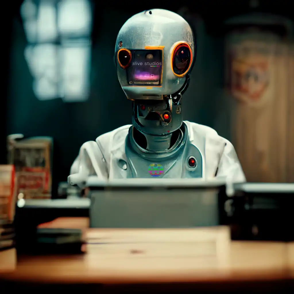 AI robot editing film