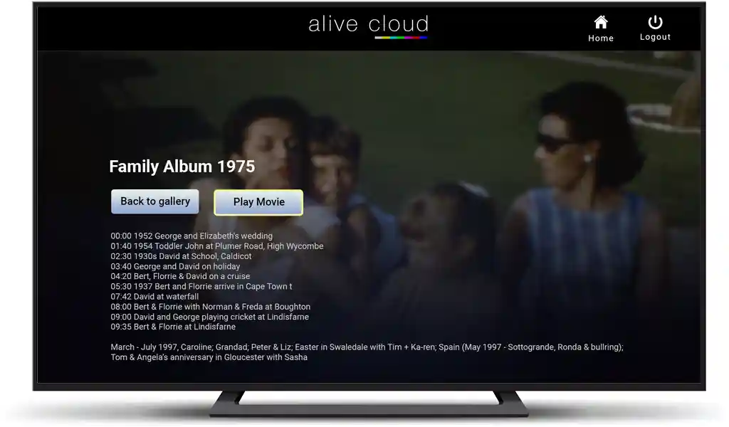 Alive Cloud TV Chapters list screen
