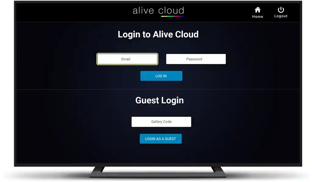 Alive Cloud TV App login screen