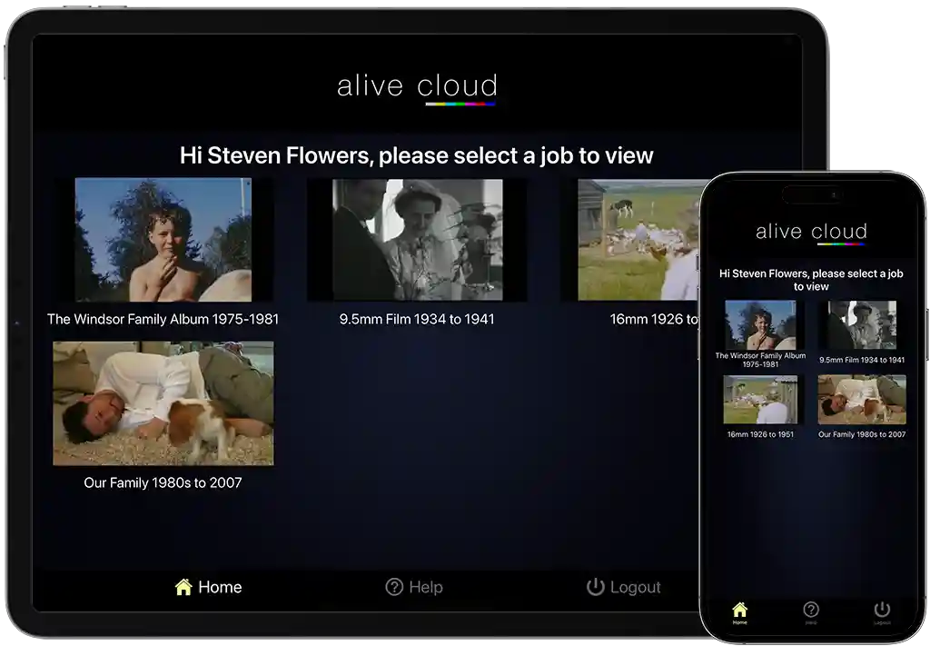 Alive Cloud running on iPad and iPhone - screen 1