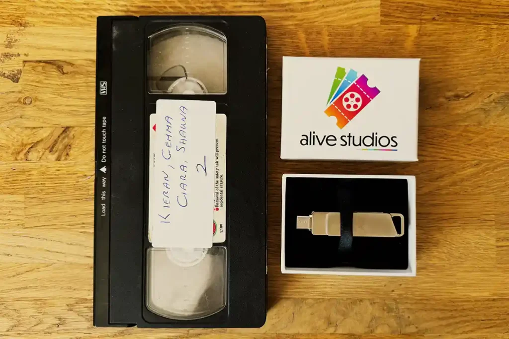 VHS Tape with Alive Studios USB Stick