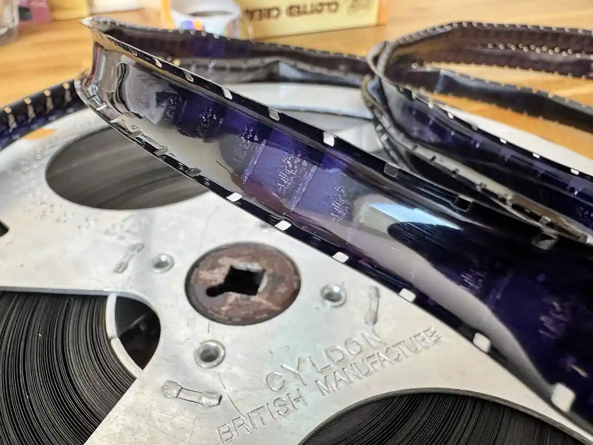 16mm film with vinegar syndrome